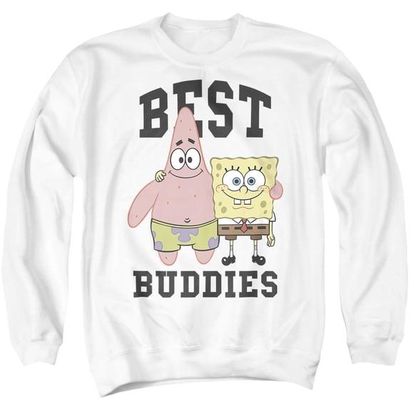 SpongeBob SquarePants And Patrick, Best Buddies Unisex Adult Crewneck Sweatshirt, White, 4X-Large