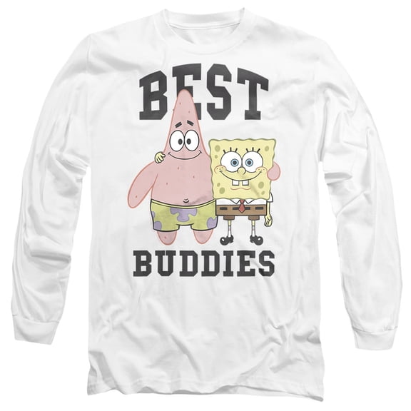 SpongeBob SquarePants And Patrick, Best Buddies Unisex Adult Long-Sleeve T Shirt, White, X-Large