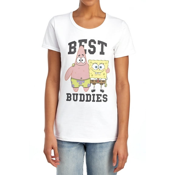 SpongeBob SquarePants And Patrick, Best Buddies Women's T Shirt, White, Medium
