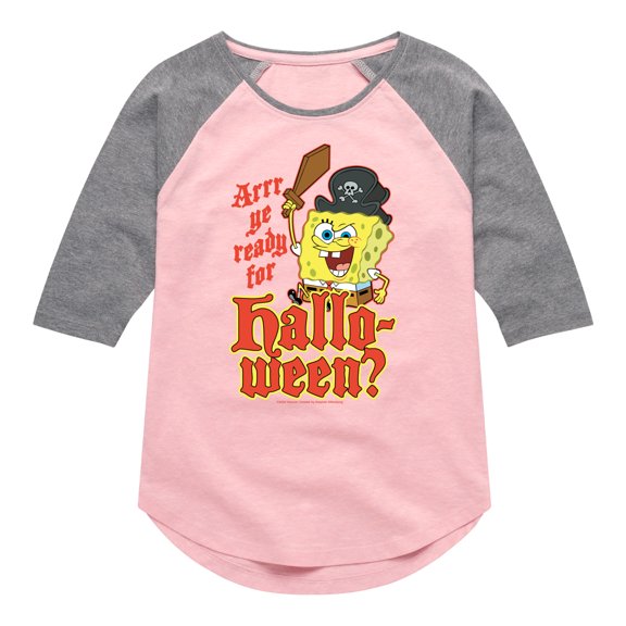 SpongeBob SquarePants - Arrr Ye Ready For Halloween - Toddler And Youth Girls Raglan Graphic T-Shirt