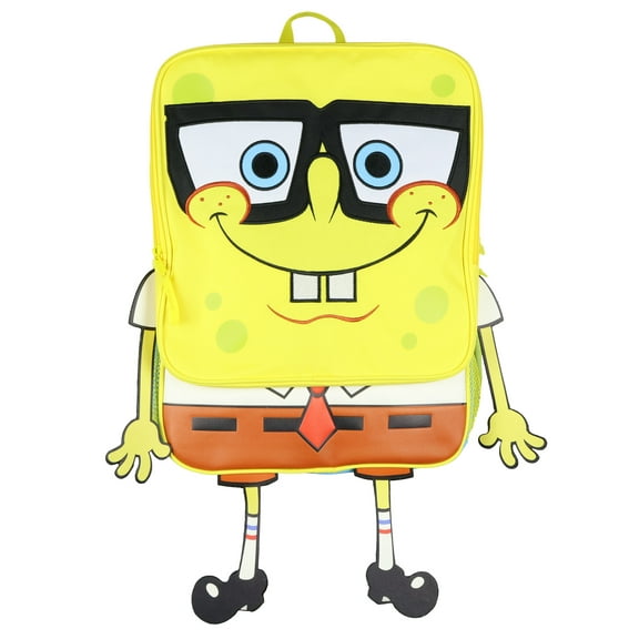 SpongeBob SquarePants Backpack Character Design with Embroidered Face 3D Arms Legs Book Bag