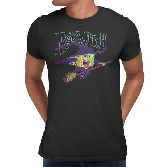 SpongeBob SquarePants Bad Witch Halloween Men's T-Shirt (Black, S-XXXL)
