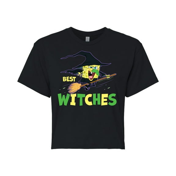 SpongeBob SquarePants - Best Witches - Juniors Cropped Cotton Blend T-Shirt