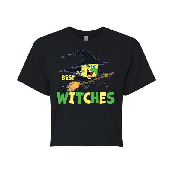 SpongeBob SquarePants - Best Witches - Juniors Cropped Cotton Blend T-Shirt