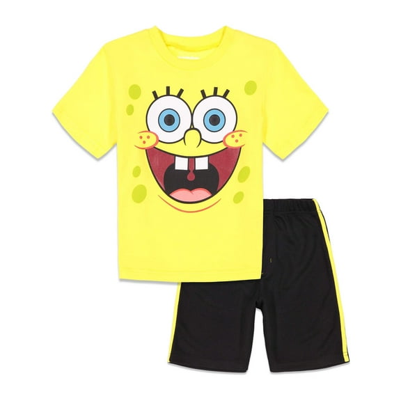 SpongeBob SquarePants Big Boys T-Shirt and Active Dolphin Mesh Shorts Outfit Set Little Kid to Big Kid