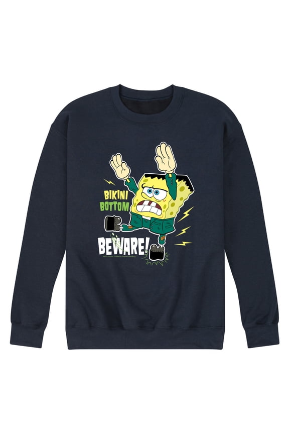 - Bikini Bottom Beware - Men's Crew Neck Fleece Pullover