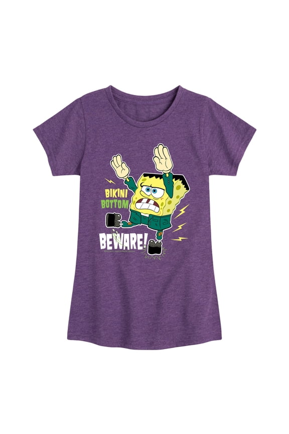- Bikini Bottom Beware - Toddler And Youth Girls Short Sleeve Graphic T-Shirt