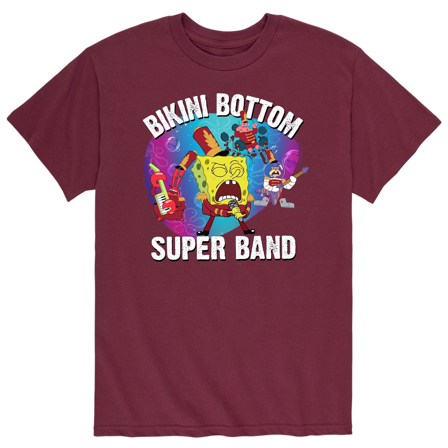 SquarePants Super - Men\'s SpongeBob Bikini Bottom Graphic - Band Short T-Shirt Sleeve