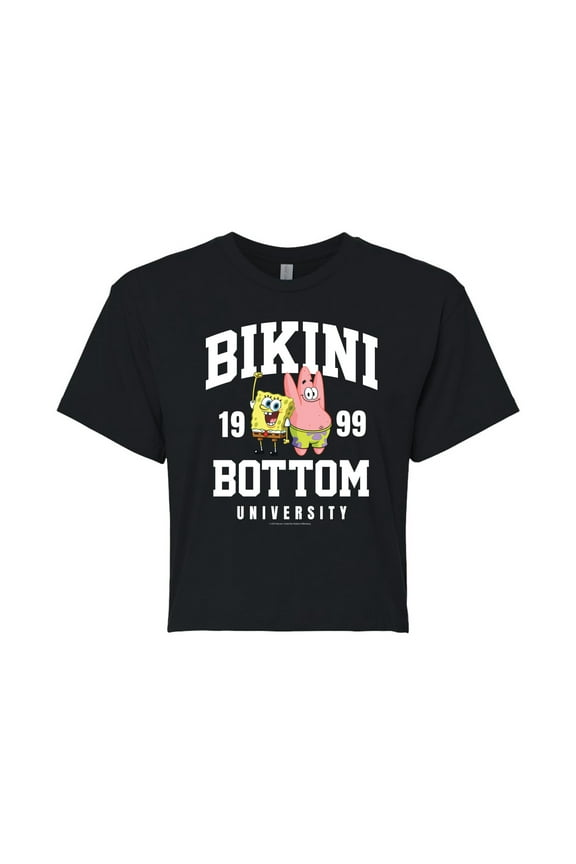 - Bikini Bottom University - Juniors Cropped Cotton Blend T-Shirt
