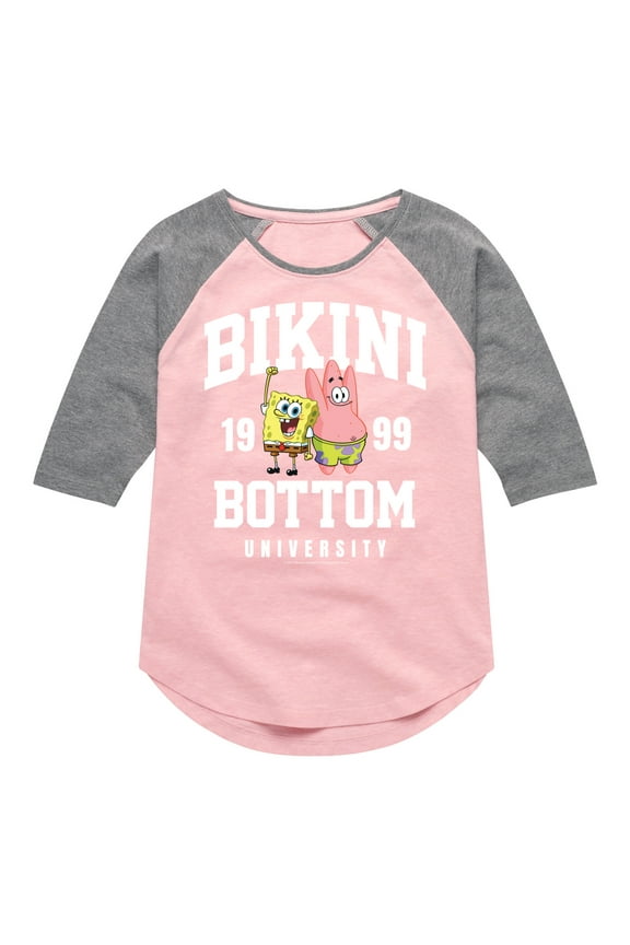 - Bikini Bottom University - Toddler & Youth Girls Raglan Graphic T-Shirt