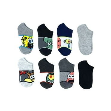SpongeBob SquarePants, Boys 6+2 Bonus No-Show Socks, 8-Pack, Sizes S-L