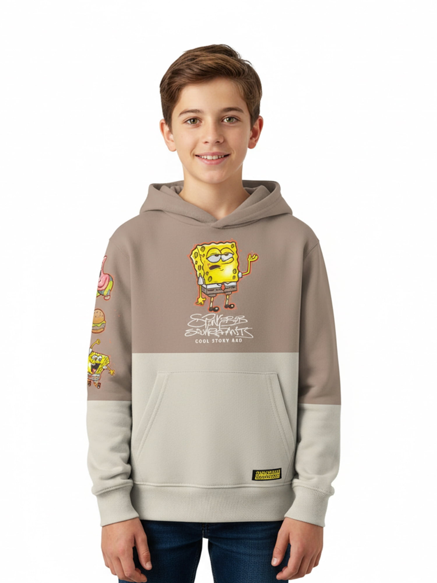 Spongebob Squarepants Boy’s Colorblock Fleece Graphic Hoodie, Sizes 4-18