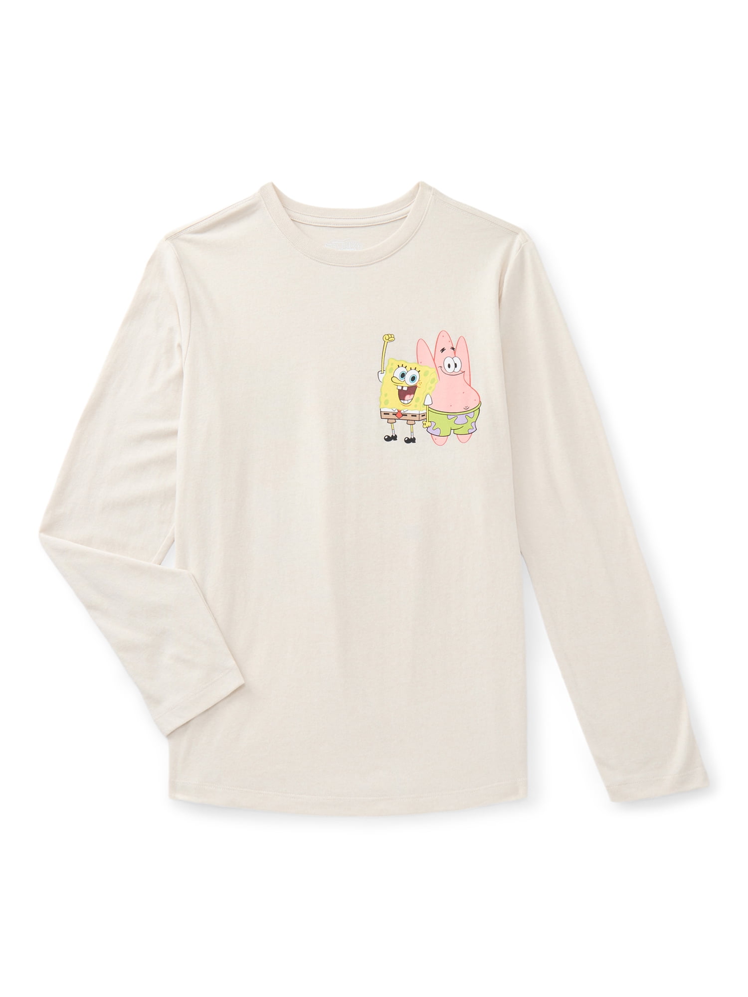 SpongeBob SquarePants, Boys' & Big Boys' Graphic Long-Sleeve T-Shirt, Sponge and Pat, Sizes 4-18