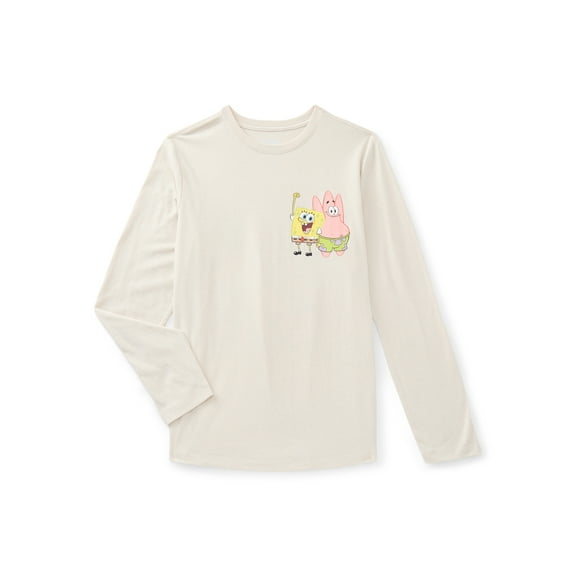 SpongeBob SquarePants, Boys' & Big Boys' Graphic Long-Sleeve T-Shirt, Sponge and Pat, Sizes 4-18