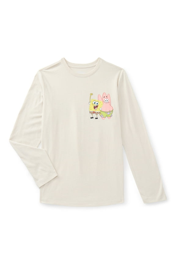 SpongeBob SquarePants, Boys' & Big Boys' Graphic Long-Sleeve T-Shirt, Sponge and Pat, Sizes 4-18