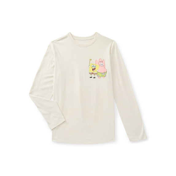 SpongeBob SquarePants, Boys' & Big Boys' Graphic Long-Sleeve T-Shirt, Sponge and Pat, Sizes 4-18
