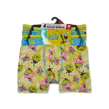 SpongeBob SquarePants Boys Boxer Brief Underwear, 4-Pack, Sizes XS-XL