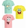 thumbnail image 1 of Nickelodeon SpongeBob SquarePants Boys T-Shirts, Toddler Kids Clothes, Green/Yellow/Pink, 3 Pack, 1 of 7