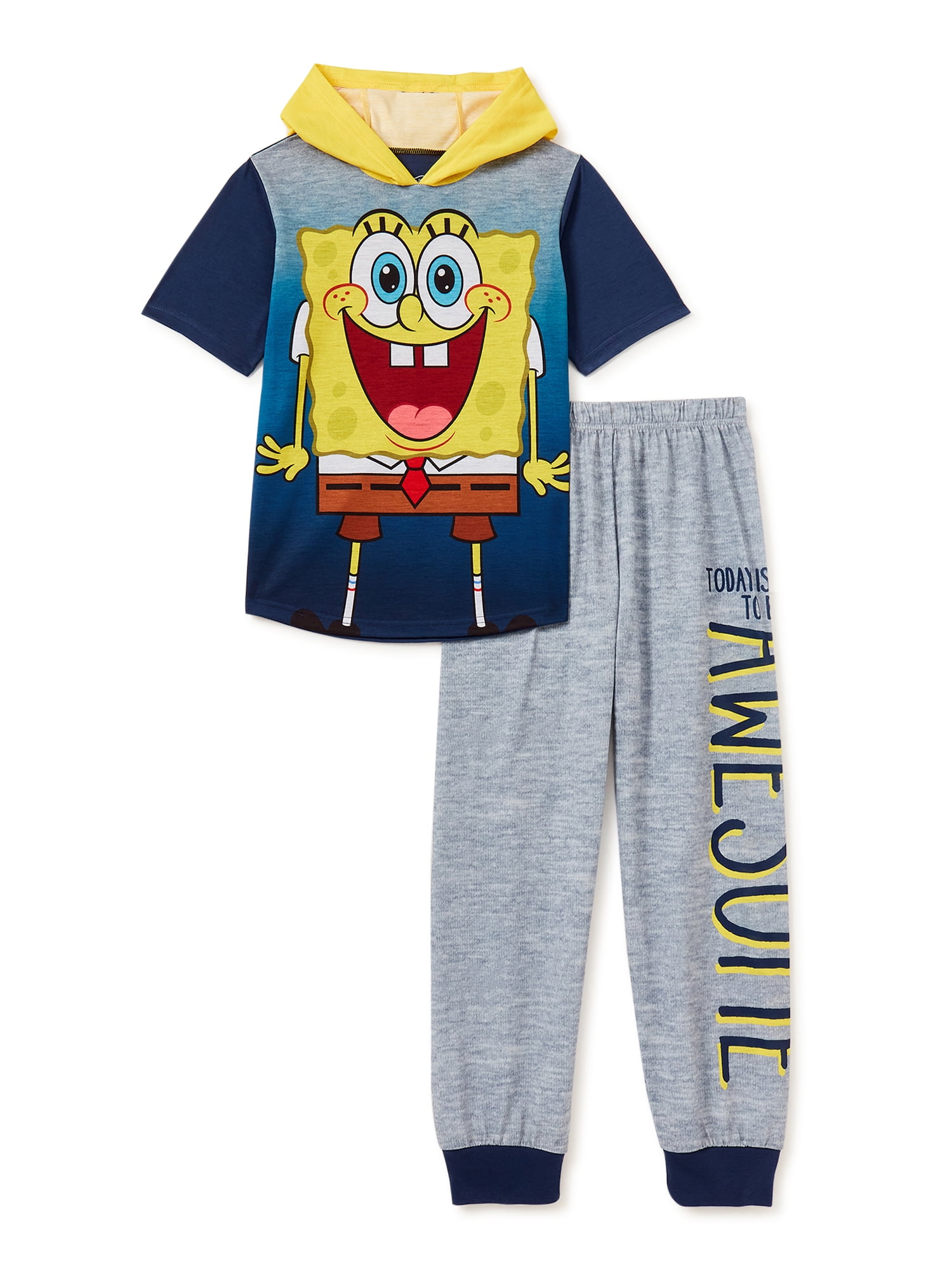Nickelodeon Spongebob Squarepants Boys 2 Piece Fleece Pants Sets (Yellow  Hoodie, Sizes 2T-8) 