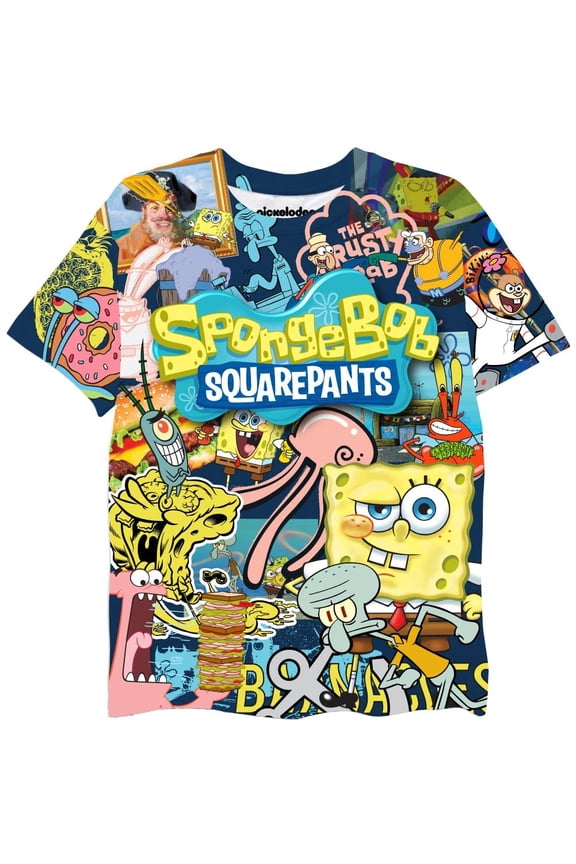 Boys Short Sleeve T-Shirt - Spongebob, Patrick, Squidward, Mr Krabs - Nickelodeon - Boys Sizes 4-20