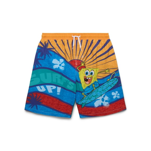SpongeBob SquarePants Boys’ Swim Trunks with UPF 50+, Sizes 4-12