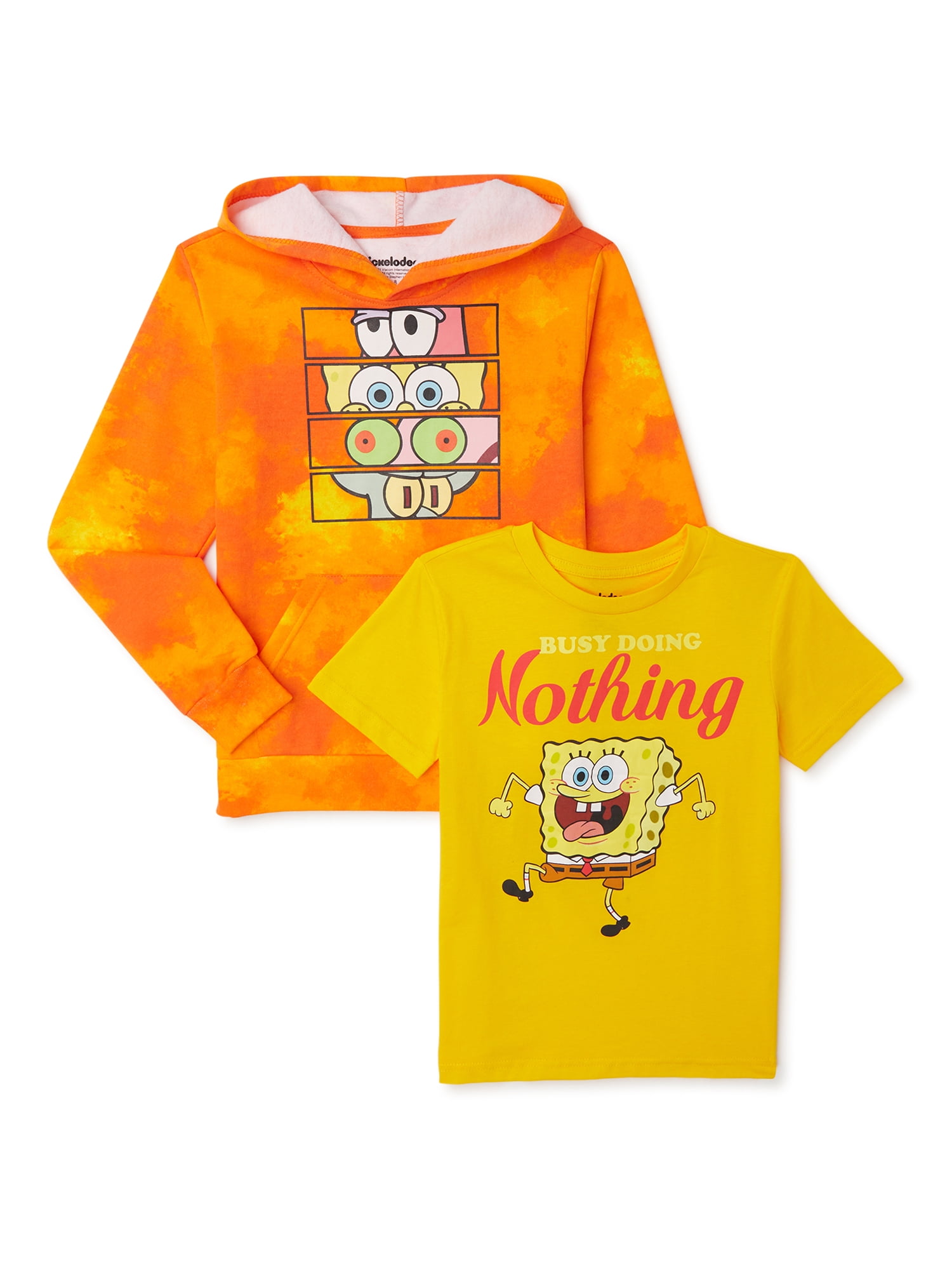 SpongeBob SquarePants Boys' Tie Dye Hooded Sweatshirt and Graphic T-Shirt  Set, 2-Piece, Sizes 4-20