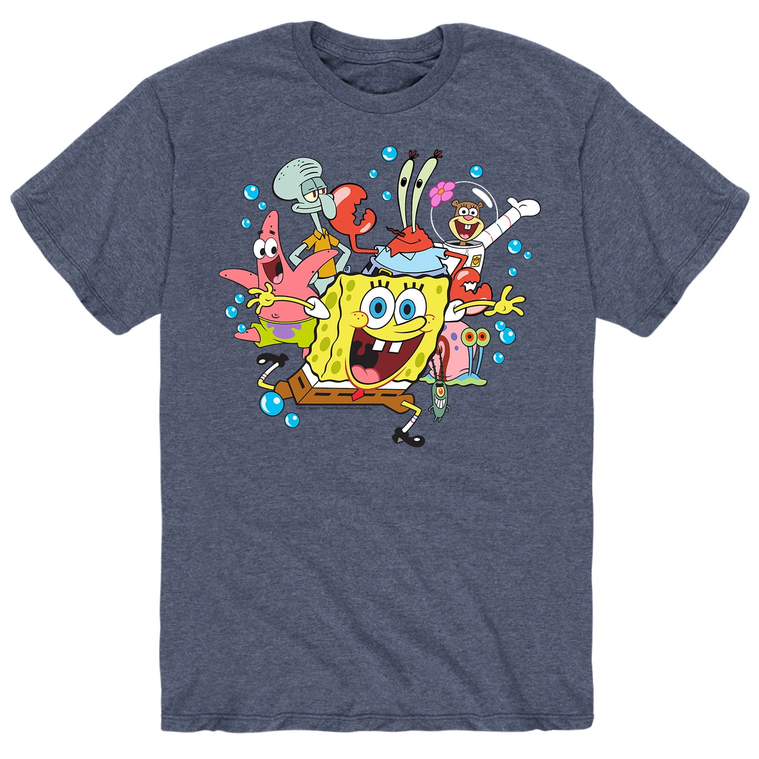 Nickelodeon, Tops, Blue Buttonup Spongebob Jersey With Characters And 99  Jersey Number