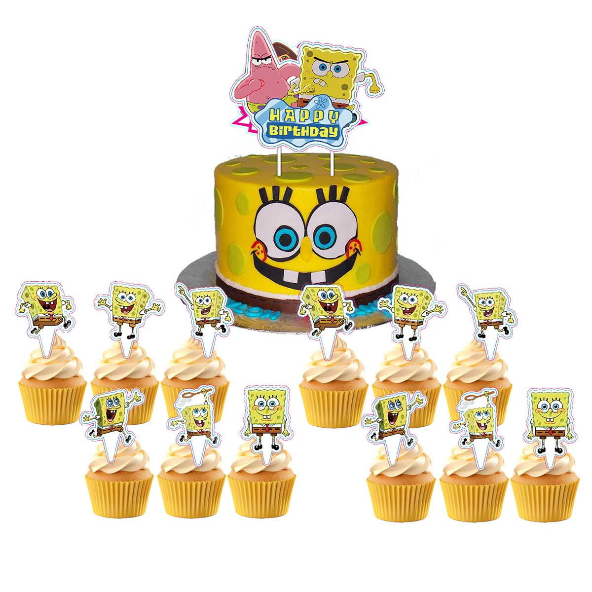 SpongeBob SquarePants Cake Topper Cupcake Set Party Supplies Decoration Birthday Decor Kit