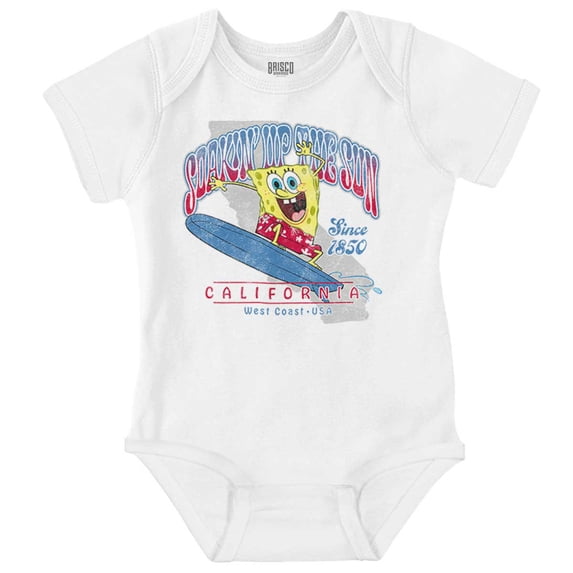 SpongeBob SquarePants California Surf Gender Neutral Printed Baby Bodysuit Brisco Brands NB