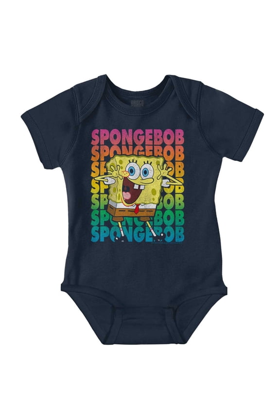 SpongeBob SquarePants Cartoon Rainbow Romper Boys or Girls Infant Baby Brisco Brands 24M