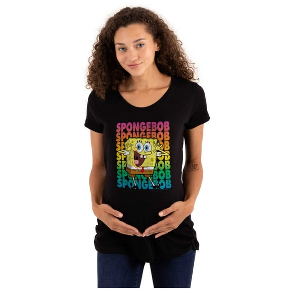 SpongeBob SquarePants Cartoon Rainbow Women's Maternity T Shirt Tee Brisco Brands L