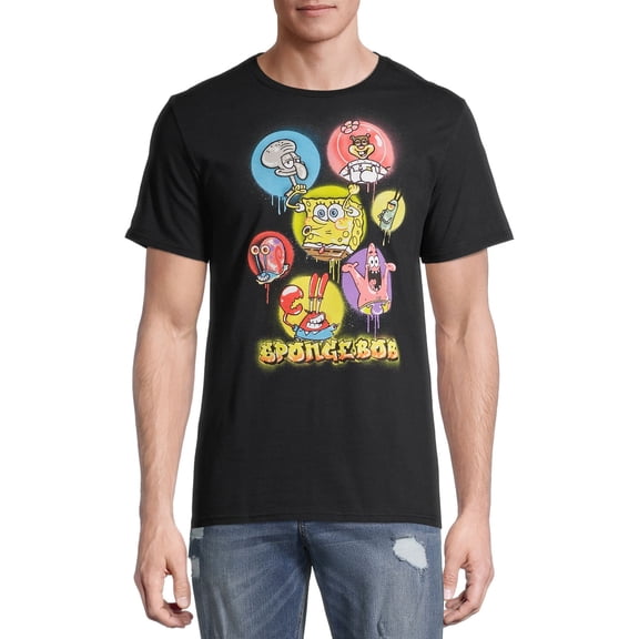 SpongeBob SquarePants & Character Group Shot Men's & Big Men's Graphic Tee, Sizes S-3XL