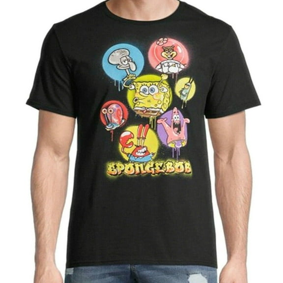 SpongeBob SquarePants Character Group Shot Men's T-Shirt (Small)