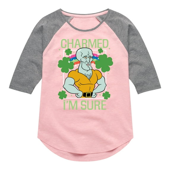 SpongeBob SquarePants - Charmed I'm Sure - Girls Shirt Tail Raglan