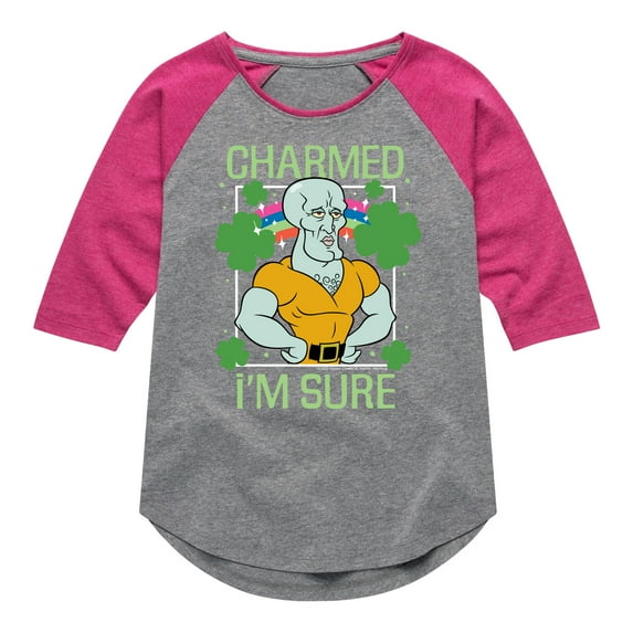 SpongeBob SquarePants - Charmed I'm Sure - Girls Shirt Tail Raglan