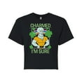 thumbnail image 1 of SpongeBob SquarePants - Charmed I'm Sure  - Juniors Cropped Cotton Blend T-Shirt, 1 of 6