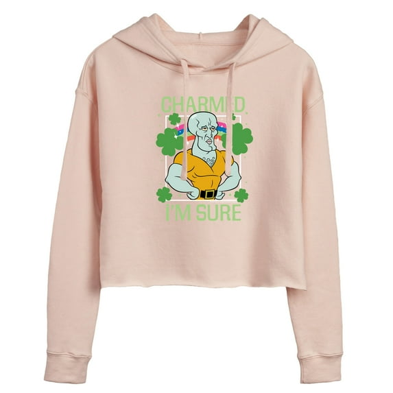 SpongeBob SquarePants - Charmed I'm Sure - Juniors Cropped Pullover Hoodie
