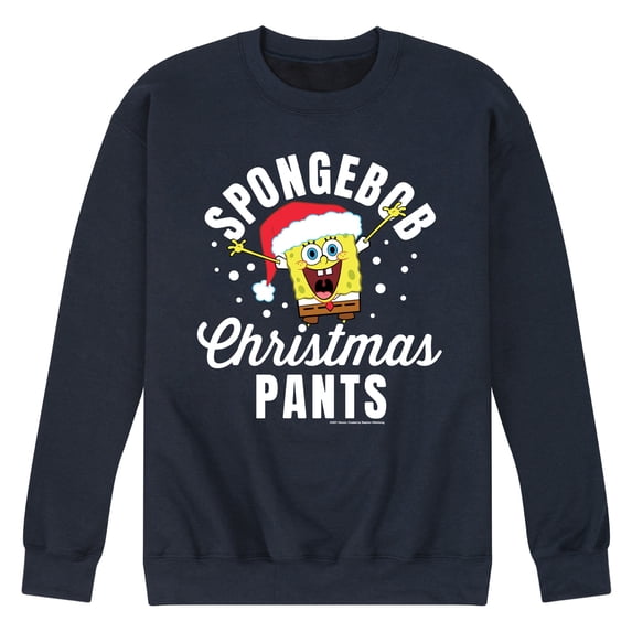 SpongeBob SquarePants - Christmas Pants - Men's Crew Neck Fleece Pullover