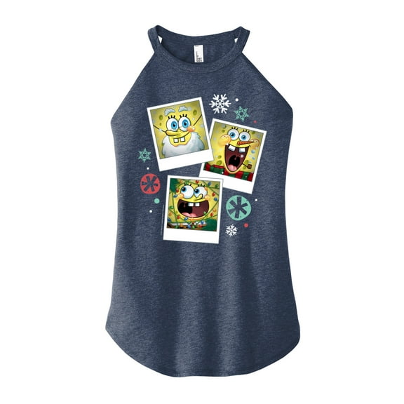 SpongeBob SquarePants - Christmas Photo Collage - Juniors High Neck Tank Top