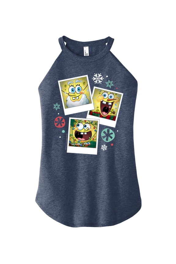 - Christmas Photo Collage - Juniors High Neck Tank Top