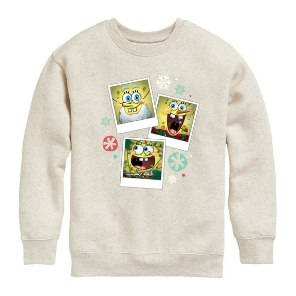 SpongeBob SquarePants - Christmas Photo Collage - Toddler And Youth Crewneck Fleece Sweatshirt