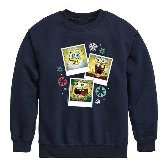 SpongeBob SquarePants - Christmas Photo Collage - Toddler And Youth Crewneck Fleece Sweatshirt