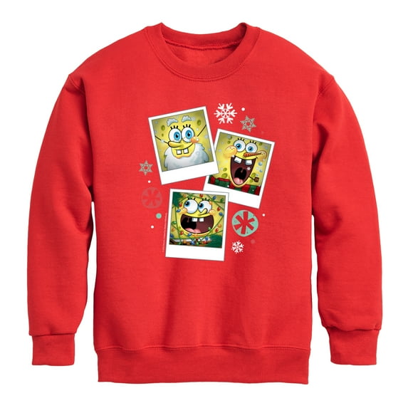 SpongeBob SquarePants - Christmas Photo Collage - Toddler And Youth Crewneck Fleece Sweatshirt