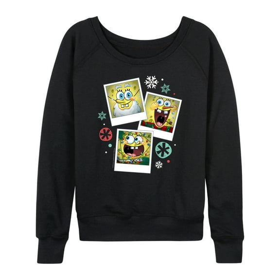 SpongeBob SquarePants - Christmas Photo Collage - Women's Lightweight French Terry Long Sleeve Shirt