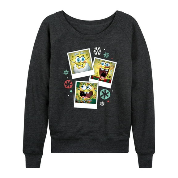 SpongeBob SquarePants - Christmas Photo Collage - Women's Lightweight French Terry Long Sleeve Shirt