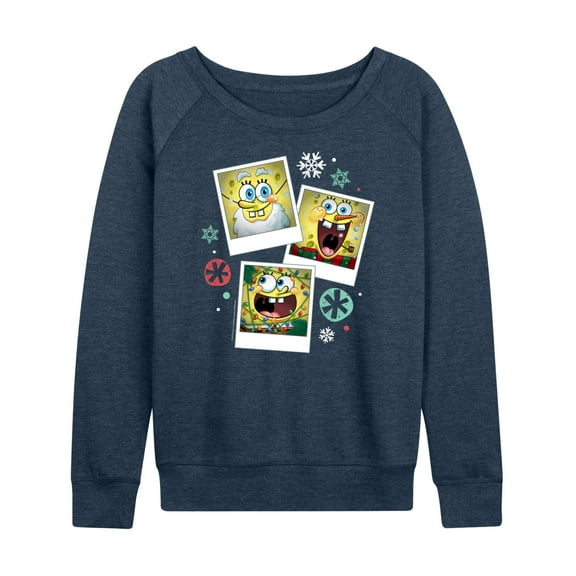 SpongeBob SquarePants - Christmas Photo Collage - Women's Lightweight French Terry Long Sleeve Shirt