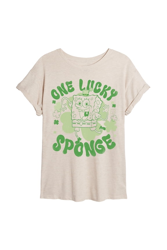 -  Clover Tonal Washed - Juniors Oversized Graphic T-Shirt