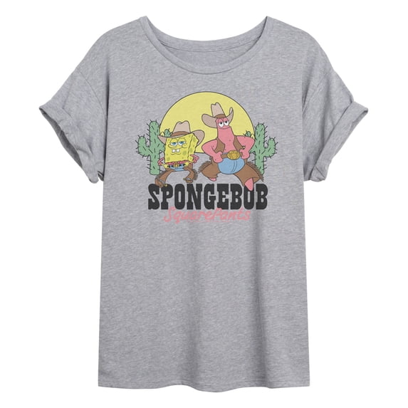 SpongeBob SquarePants - Cowboy - Juniors Oversized Graphic T-Shirt
