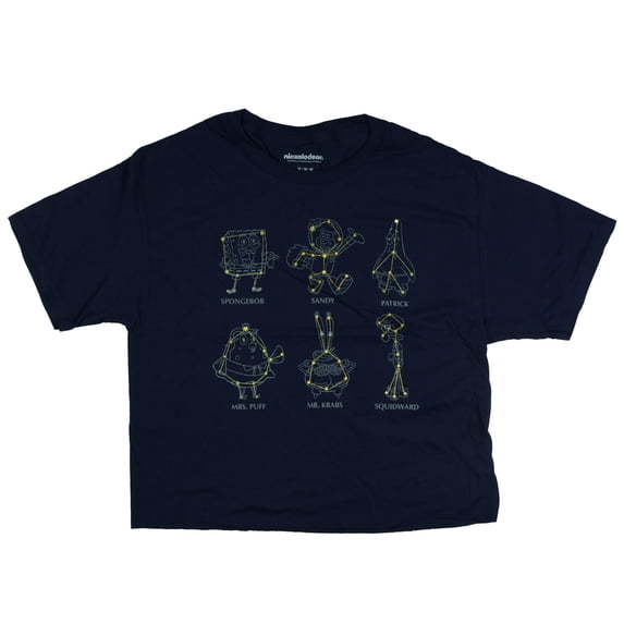 SpongeBob SquarePants Cropped Junior Women's Constellations Short-Sleeve Crewneck T-Shirt