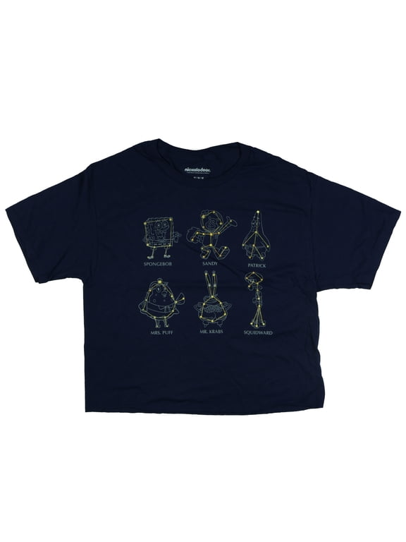 SpongeBob SquarePants Cropped Junior Women's Constellations Short-Sleeve Crewneck T-Shirt